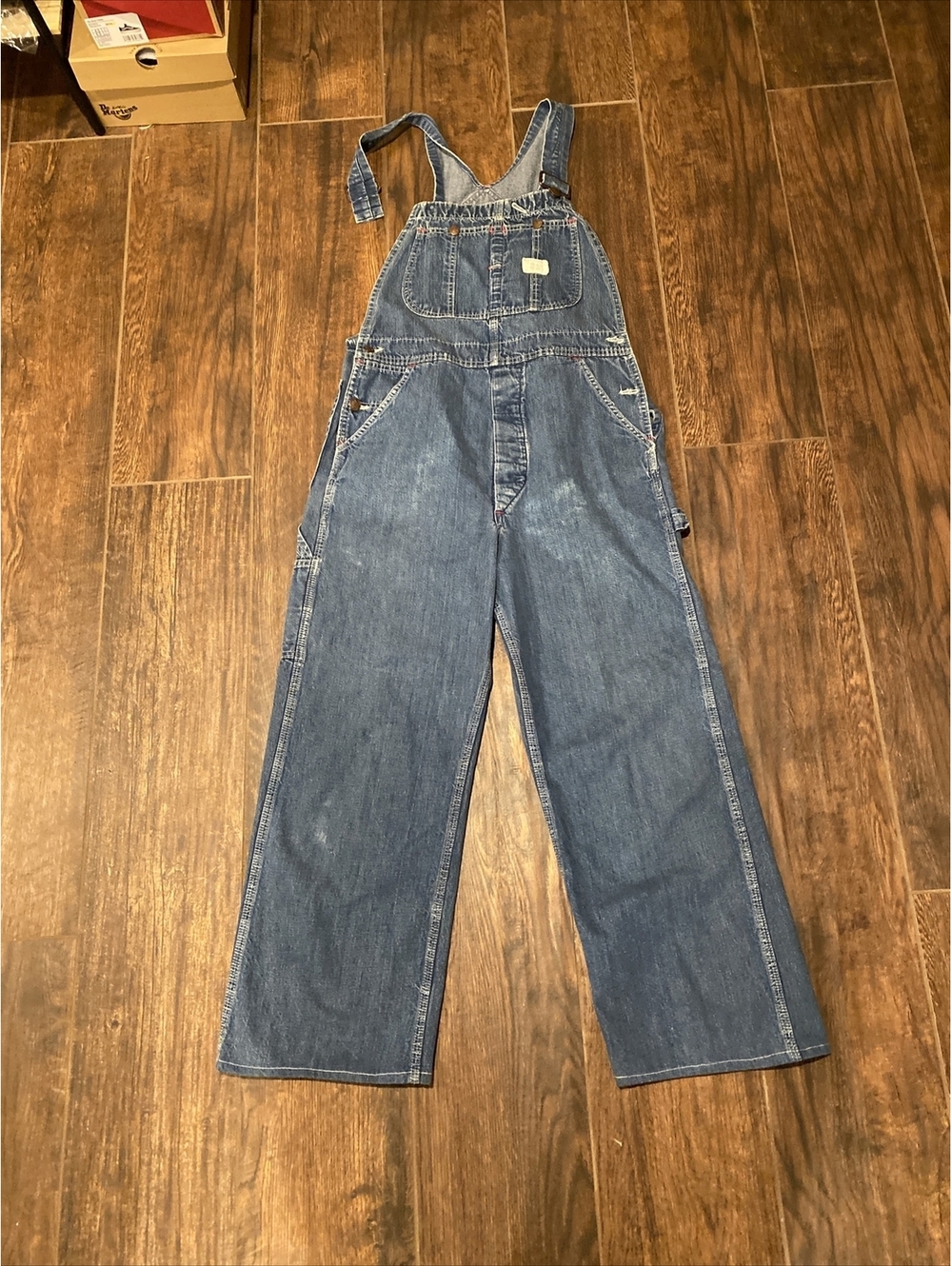 Vtg 80s 90s Big Mac JC Penney Square Bak Blue Denim Overall Bib Mens